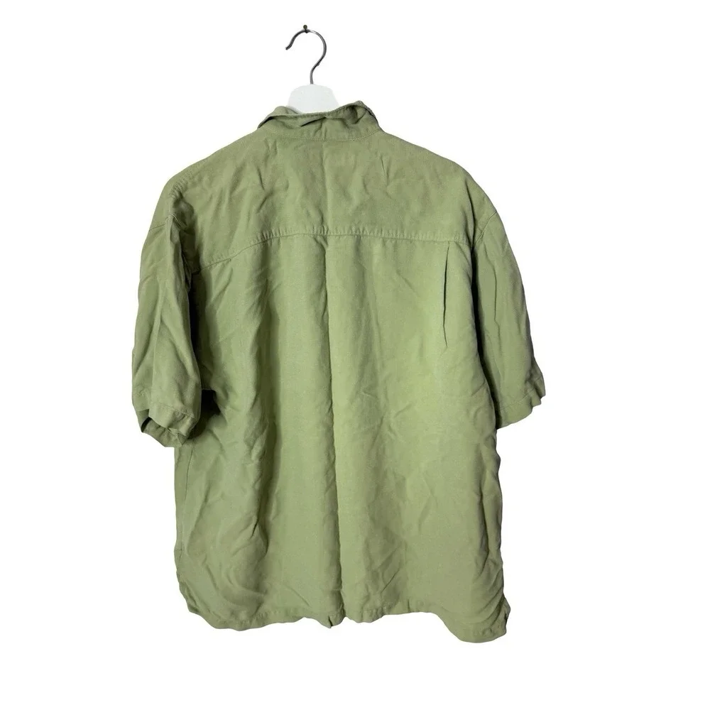 Tommy Bahama Men's 100% Silk Green Vacation Beach Button Down Shirt‎ Sz Large